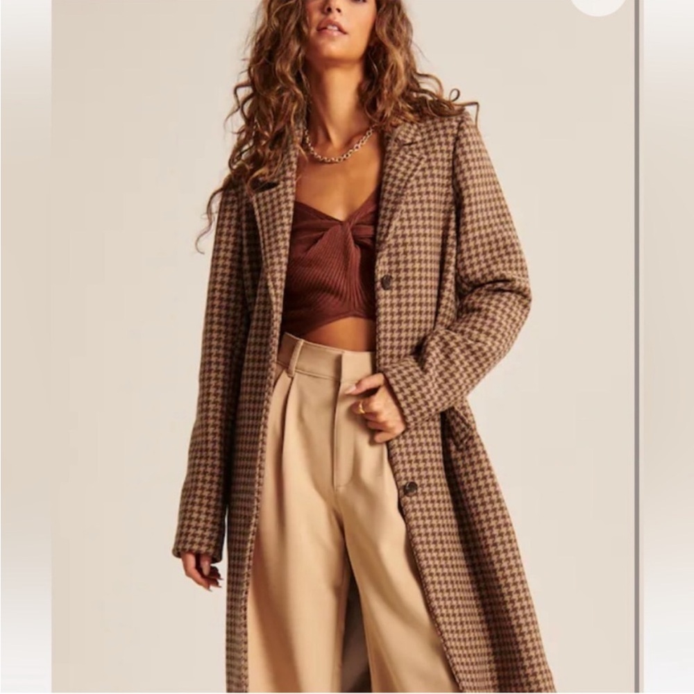 ABERCROMBIE DAD COAT BROWN PLAID